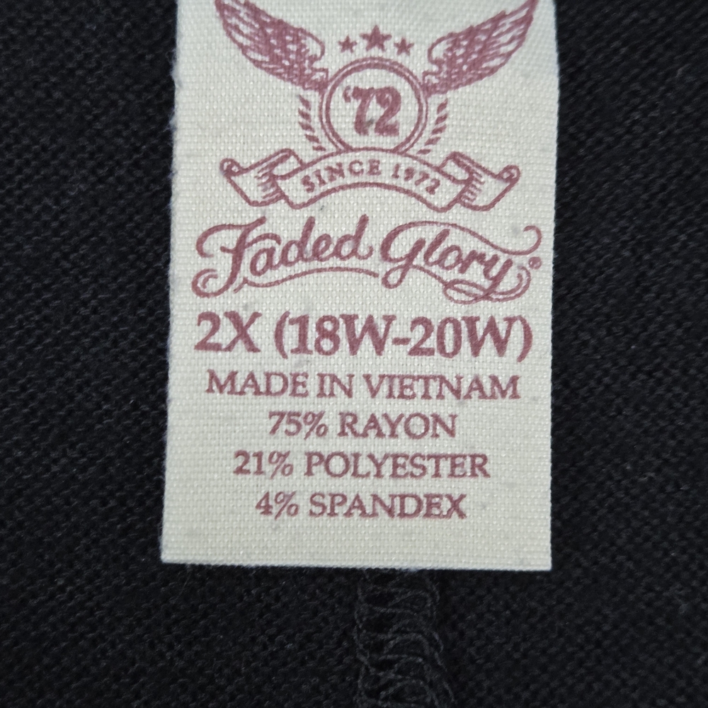 ​Faded Glory Black Rhinestone Tunic Top Plus‎ Size 2X - Picture 2 of 3